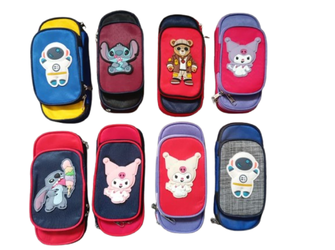 Cartoon 3D Embossed Canvas Pencil Case